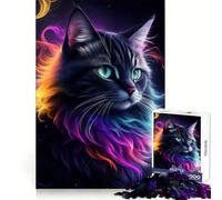Splendido puzzle fantasy con gatto nero da 1000 pezzi per adolescenti, ideale per rafforzare la memoria, per un'esperienza rilassante e di qualità, perfetto come regalo di Babbo Natale 50x75cm