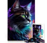 Splendido puzzle fantasy con gatto nero per adulti, 1000 pezzi, gioco di abilità e ragionamento, per divertirsi lentamente, con tagli precisi, pezzo da collezione artistico 38x26cm