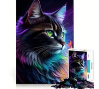 Splendido puzzle fantasy con gatto nero per adulti, 1000 pezzi, gioco di abilità e ragionamento, per divertirsi lentamente, con tagli precisi, pezzo da collezione artistico 38x52cm