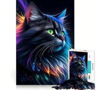 Splendido puzzle fantasy con gatto nero per ragazzi, 1000 pezzi, gioco di abilità mentale, design semplice e divertente, assemblaggio, regalo memorabile 50x75cm