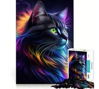 Splendido puzzle fantasy da 1000 pezzi con gatto nero per adolescenti, ideale per migliorare la memoria e alleviare lo stress Taglio di alta qualità, regalo prezioso 50x75cm