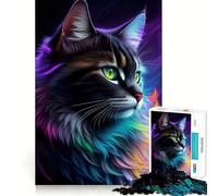 Splendido puzzle fantasy da 1000 pezzi con gatto nero per ragazzi, gioco di logica, passatempo rilassante, taglio preciso, 50x75cm