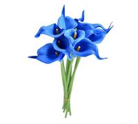 Splendido set di 10 calle artificiali per una bella decorazione domestica, 34 cm, perfetti per feste ed eventi (blu reale)