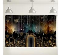 Splendido sfondo arcobaleno di montagna, elegante design floreale e foresta di api, perfetto per fotografia, eventi e decorazioni per la casa, 180 x 109 cm