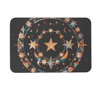 Splendido tappetino da bagno con stelle e luna, assorbe l'umidità e lo sporco, con retro in gomma antiscivolo, adatto sotto la porta, per pavimento del bagno, vasca, doccia, lavandino