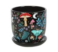 Splendido vaso per piante con stampa della foresta scura: design ispirato alla flora e alla fauna, mostra le tue piante con stile, vaso vibrante con accenti di luna e stella"