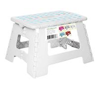 SPLENDOLE Piccolo sgabello pieghevole da 22 cm, antiscivolo, compatto, pieghevole, in plastica, facile da riporre, perfetto per cucina o bagno (bianco)