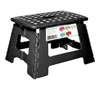 SPLENDOLE Piccolo sgabello pieghevole da 22 cm, antiscivolo, compatto, pieghevole, in plastica, facile da riporre, perfetto per cucina o bagno (nero)