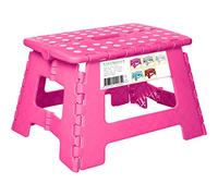 SPLENDOLE Piccolo sgabello pieghevole da 22 cm, antiscivolo, compatto, pieghevole, in plastica, facile da riporre, perfetto per cucina o bagno (Fusia)