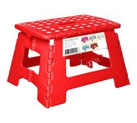 SPLENDOLE Piccolo sgabello pieghevole da 22 cm, antiscivolo, compatto, pieghevole, in plastica, facile da riporre, perfetto per cucina o bagno (rosso)