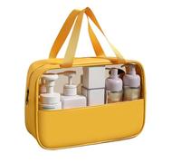 Splicing Makeup Bag, Large Capacity Toiletry Bag 30x21.5x10cm, Portable Aesthetic Organizer, Sturdy Waterproof Material, White, Yellow, Pink, Ideal for Travel, Home Use, Men, Women