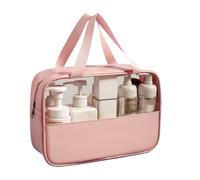 Splicing Makeup Bag, Large Capacity Toiletry Bag 30x21.5x10cm, Portable Aesthetic Organizer, Sturdy Waterproof Material, White, Yellow, Pink, Ideal for Travel, Home Use, Men, Women