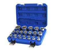 Spline - Set di chiavi a bussola scanalate da 1/2", universale, metriche 8-32 mm, 12 punte, Cr-V, 19 pezzi