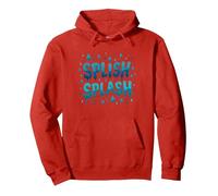 Splish Splash - Gocce d'Acqua per Divertimento Estivo Felpa con Cappuccio, Unisex per Adulti, Rosso, S