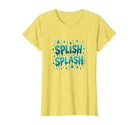Splish Splash - Gocce d'Acqua per Divertimento Estivo Maglietta, Donna, Limone, S