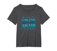 Splish Splash Water Droplet Design per Divertimento Estivo Maglietta, Donna Plus-Size, Grigio Scuro, 1X
