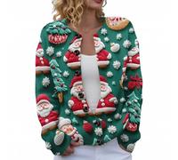 Split Back Maglione Maglione di Natale per le donne Carino Divertente Natale Aperto Frontale Button Down Maglione Cardigan Autunno Inverno Maniche Lunghe Cappotto Lavorato a Maglia Snap Cardigan Donna