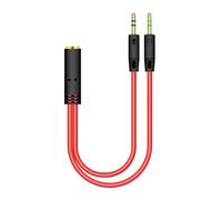 Splitter audio per cuffie - doppio maschio 3,5 mm, cavo microfono, adattatore AUX Y | splitter con segnale chiaro, adattatore per PC e telefono con ingresso audio (PVC)
