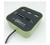 Splitter combinato hub USB 2.0 Docking station a 3 porte Adattatore for lettore di schede SD TF M2 MS/Pro Duo tutto in uno for PC portatile(Green)