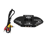 Splitter commutatore audio video AV, selettore manuale a 3 vie per il collegamento di più console di gioco DVD VCR all'adattatore di ingresso composito TV per set di giochi retrò