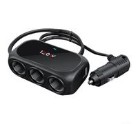 Splitter di alimentazione per auto da 120 W, con due porte USB e tre prese da 12 V 24 V, supporta più accessori in auto, camion, camper e camper (nero)