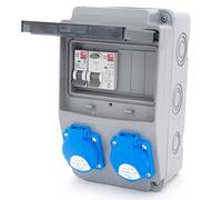 Splitter di corrente da cantiere 6NO 2 x 230 V + LS e FI cablato (2 x 230 V + 1 x LS C16 + FI40