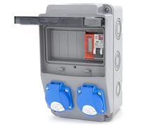 Splitter di corrente da cantiere 6NO 2 x 230 V + LS e FI cablato (2 x 230 V + 1 x LS C16 + misuratore di alimentazione MID)