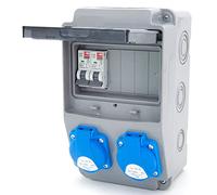 Splitter di corrente da cantiere 6NO 2 x 230 V + LS e FI cablato (2 x 230 V + 2 x LS C16)