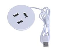 Splitter di ricarica USB incorporato per scrivania da ufficio foro rotondo adattatore di ricarica a 3 porte per più dispositivi foro passacavo