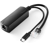 Splitter Gigabit tipo C PoE 5V/4A, 48V PoE a USB-C 5V/4A 20W uscita, adattatore splitter Ethernet con RJ45 e tipo C, standard IEEE802.3af/at, Plug and Play per Smart Home, Pi 4B/4B+