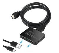 Splitter HDMI 1 in 2 Out, splitter HDMI 4K 3D per doppio monitor, distributore a 2 porte per PS4, Fire Stick, Blu-ray, DVD, HDTV Full HD (solo specchio, non per display esteso)
