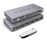 Splitter HDMI 2.1 4x1 8K@60Hz 4K 240Hz con telecomando HDR10+ 3D CEC HDCP2.3