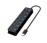 Splitter Hub USB 3.0 a 7 porte - Espande fino a 7 porte, trasferimento dati ad alta velocità da 5 Gbps - Switch indipendenti e indicatori LED - Plug & Play per Win-dows, Ma-c & Lin-ux - Cavo da 30 cm