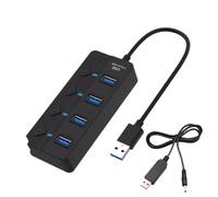 Splitter hub USB a 7 porte con interruttore individuale Hub adattatore USB 2.0 Presa multiporta Alimentato ON OFF Splitter caricabatterie(4 Port)
