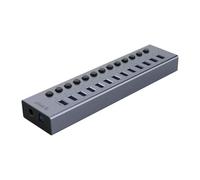 Splitter hub USB alimentato con slot multi porta USB 3.0 Plug On Off Interruttore a chiave Dock Adattatore multipresa compatibile con PC portatile(Aluminum 13 Port KR)