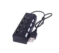 Splitter hub USB con interruttore individuale Presa multiporta a 4 porte o 7 porte Alimentato con adattatore ON OFF(4 Ports Black)
