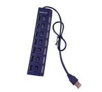 Splitter hub USB con switch individuale Splitter USB a 4 porte Switch individuale Hub adattatore USB Presa multiporta alimentato ON OFF(7 Port Black)