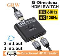 Splitter interruttore compatibile HDMI 8K 60Hz Bi-Direction 1x2/2x1 Switcher compatibile HDMI 2 in1 Out per PS4 TV Box Switcher Adattatore