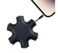 Splitter per cuffie, sdoppiatore audio per cuffie a sei porte, adattatore jack da 3,5 mm, connettore stereo da 3,5 mm per PC, laptop, tablet, per uomini e donne che condividono video musicali