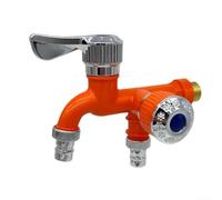 Splitter per lavatrice con valvola a doppia bocca e due uscite per un controllo preciso del flusso, rubinetto multiuso in plastica per cucina, bagno, balcone, mocio (arancione)