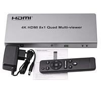 Splitter per mirino multiplo HDMI 8X1,4K HDMI 8x1 Quad Multi-Viewer HDMI 8 in 1 Uscita con commutazione senza interruzioni Controllo IR HDMI Splitter Switch per fotocamere PC (8X1)