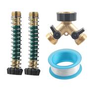 Splitter per tubo a 2 vie - Connessione rapida per rubinetto con protezione a molla - Adattatore per rubinetto da 19 mm con filettatura, connettore 2 uscite per caravan patio giardino e fattoria