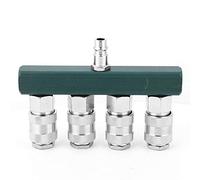 Splitter per tubo dell'aria a 4 vie, collettore a collegamento rapido a 5 porte stile T, accoppiatore universale per separatore per compressore d'aria a spina maschio NPT 1/4", adattatore per