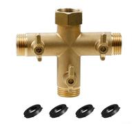 Splitter per tubo flessibile a 3 vie, in ottone, collettore da giardino, divisore d'acqua per esterni, adattatore ad alto flusso con valvole di intercettazione, raccordo per perdite per irrigatori