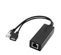 Splitter PoE da 48 V a 5 V, USB-A 2,4 A, IEEE 802.3af/at, 10/100 Mbit/s | Adattatore di rete attivo con uscita dati RJ45 e presa USB A, ingresso DC 38-57 V, uscita 5 V/2,4 A per fotocamera e router