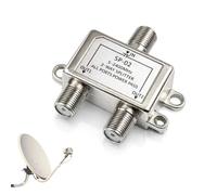 Splitter SAT a 2 vie per sistemi satellitari e via cavo, distributore antenna satellitare, distribuzione del segnale TV con alimentazione, 5-2400 MHz, funzionamento simultaneo di 2 ricevitori