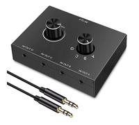 Splitter/splitter stereo bidirezionale a 4 vie con jack da 3,5 mm, 4 ingressi e 1 uscita per cuffie.