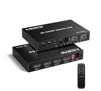 Splitter switch matrice HDMI 4K60Hz 4 in 2 uscite, switch HDMI con telecomando, selettore switch HDMI 4x2 supporto video 3D, audio LPCM/Dolby/DTS 5.1, 18 Gbps, EDID