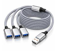 Splitter USB 1 a 3, multipresa USB a 3 porte con cavo 2 m, splitter USB e duplicatore USB per computer, PC, tastiera, mouse, fotocamera, smartphone e dispositivi