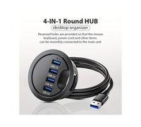 Splitter USB 3.0 a 4 porte, dock splitter per presa da tavolo da 60 mm, modalità di alimentazione USB,